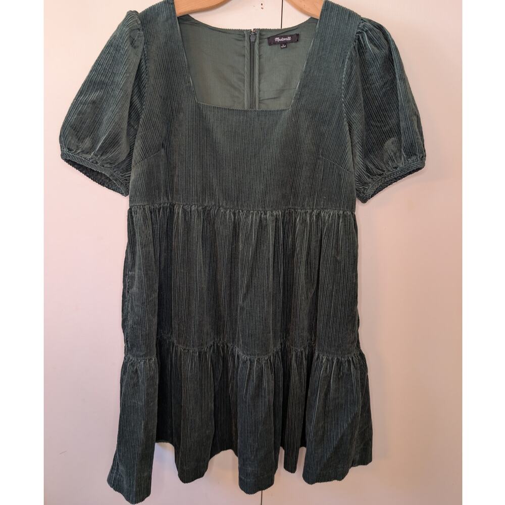 Madewell Corduroy Aidy Square Neck Mini Green Dress Size 4